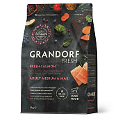 Сухой Корм Grandorf Fresh Dog Salmon Med&Maxi свежее филе лосося с бататом для взрослых собак крупных пород