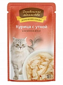 Паучи Деревенские Лакомства для кошек из курицы с уткой в нежном желе Паучи Деревенские Лакомства для кошек из курицы с уткой в нежном желе