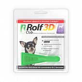 Капли Rolf Club 3D для собак до 4 кг против блох и клещей
