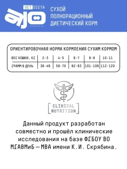Корм Ajo Vet Dieta Struvite диетический корм для кошек при мочекаменной болезни струвитного типа