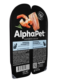 Ламистеры Alphapet Superpremium Steril для стерилизованных кошек с анчоусами и креветками