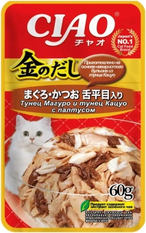 Паучи Inaba Kinnodashi для кошек с тунцом магуро и туннцом кацуо с палтусом