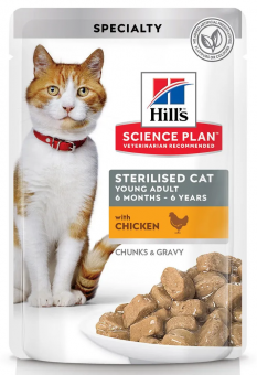Паучи Hill's Sterilised with Chicken для стерилизованных кошек и котов с курицей до 6 лет