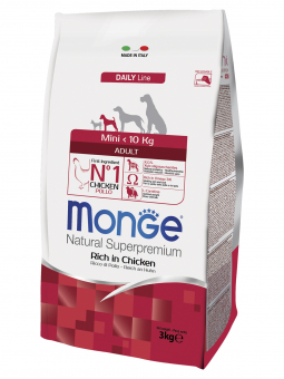 Корм Monge Daily Line Mini Adult для взрослых собак малых пород с курицей