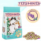 Наполнитель Toshiko комкующийся для кошачьего лотка древесный с запахом лаванды
