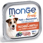 Ламистеры Monge Dog Fruit паштет для собак с индейкой и черникой