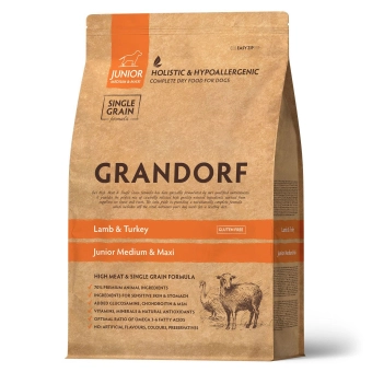 Корм Grandorf Junior Dog Lamb&Turkey для юниоров с ягнёнком и индейкой, низкозерновой