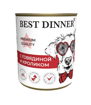Консервы Best Dinner для собак. Меню №3 Говядина с кроликом 340г