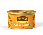 Банки Деревенские Лакомства Домашние Обеды для кошек с курицей и лососем в соусе Банки Деревенские Лакомства Домашние Обеды для кошек с курицей и лососем в соусе