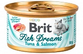 Консервы Brit Fish Dreams Tuna&Salmon для кошек с тунцом и лососем Консервы Brit Fish Dreams Tuna&Salmon для кошек с тунцом и лососем