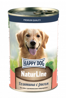 Консервы Happy Dog Natur Line для собак с телятиной и рис 410г