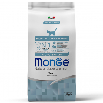 Корм Monge Cat Speciality Line Monoprotein для котят и беременных кошек, из форели