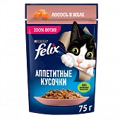 Влажный корм Felix Аппетитные кусочки для взрослых кошек с лососем в желе Влажный корм Felix Аппетитные кусочки для взрослых кошек с лососем в желе