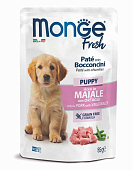 Паучи Monge Dog Fresh для щенков паштет с кусочками свинины и овощами