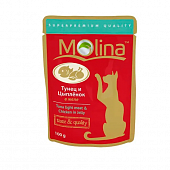 Паучи Molina для кошек с тунцом и цыплёнком в желе