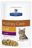 Паучи Hill's Prescription Diet K/D для кошек с говядиной. Поддержание здоровья почек