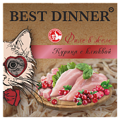 Ламистеры Best Dinner Holistic для стерилизованных кошек мясные волокна в желе с курицей и клюквой