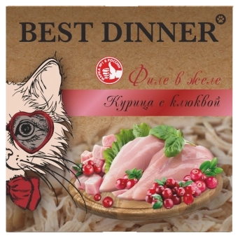 Ламистеры Best Dinner Holistic для стерилизованных кошек мясные волокна в желе с курицей и клюквой