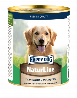 Консервы Happy Dog Natur Line для собак с телятиной и овощами 970г