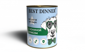 Консервы Best Dinner Vet Profi Exclusive Hypoallergenic для собак при пищевой аллергии с кониной и рисом 340г