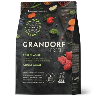 Сухой корм Grandorf Fresh Adult Medium & Maxi Lamb & Sweet Potato, для собак средних и крупных пород, ягненок и батат