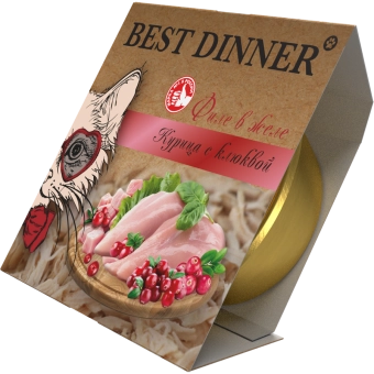 Ламистеры Best Dinner Holistic для стерилизованных кошек мясные волокна в желе с курицей и клюквой
