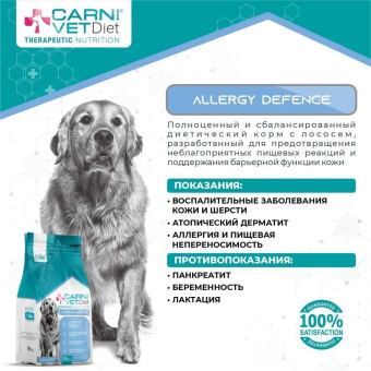 Корм Carni Vet Diet Dog Allergy Defense для собак с лососем при аллергии для здоровой кожи и шерсти