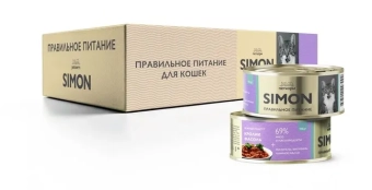 Банки Simon для взрослых кошек паштет с кроликом и зеленой фасолью