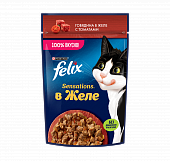 Влажный корм для кошек Felix Sensations с говядиной в желе с томатами Влажный корм для кошек Felix Sensations с говядиной в желе с томатами