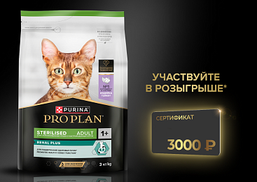 Выиграйте приз за покупку рационов для стерилизованных кошек марки Pro Plan!