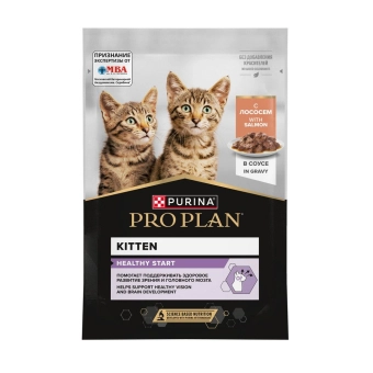 Влажный корм PRO PLAN® HEALTHY START® для котят, беременных и кормящих кошек, кусочки с лососем в соусе