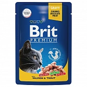 Паучи Brit Premium для взрослых кошек с лососем и форелью в соусе Паучи Brit Premium для взрослых кошек с лососем и форелью в соусе