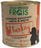 Банки Frais Classique Dog консервы для собак сочные кусочки мяса с индейкой в желе