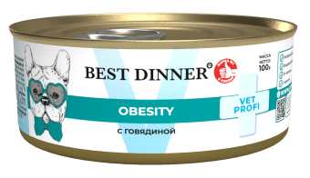 Банки Best Dinner Vet Profi Obesity для собак при для контроля избыточной массы тела с говядиной