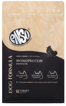 Сухой корм ENSO Dog formula Monoprotein для взрослых собак мелких и миниатюрных пород, индейка и шпинат