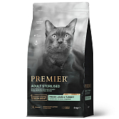 Сухой Корм Premier Cat Lamb&Turkey Sterilised для стерилизованных кошек со свежим мясом ягненка и индейкой