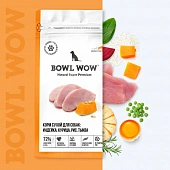 Сухой Корм Bowl Wow для собак крупных пород с индейкой, курицей, рисом и тыквой