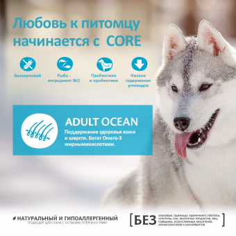 Корм Wellness Core для взрослых собак всех пород из лосося с тунцом