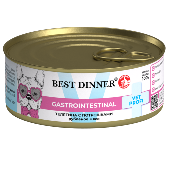 Консервы Best Dinner Vet Profi Exclusive Gastro Intestinal для собак с чувствительным пищ. с телятиной и потрошками 100г
