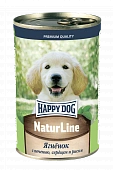 Консервы Happy Dog Natur Line для щенков с ягнёнком, печенью, сердцем и рисом 410г