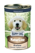 Консервы Happy Dog Natur Line для щенков с ягнёнком, печенью, сердцем и рисом 410г