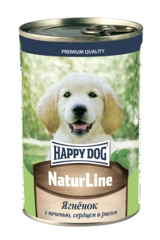 Консервы Happy Dog Natur Line для щенков с ягнёнком, печенью, сердцем и рисом