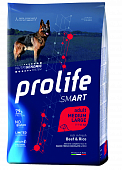 Сухой Корм Prolife Smart Adult Medium/Large Beef&Rice для собак средних и крупных пород со свежим мясом говядины и рисом Сухой Корм Prolife Smart Adult Medium/Large Beef&Rice для собак средних и крупных пород со свежим мясом говядины и рисом