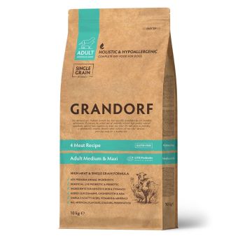 Корм Grandorf Dog 4 Meat Probiotic Med&Maxi для собак средних и крупных пород 4 мяса с пробиотиками, низкозерновой