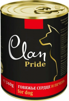 Банки Clan Pride для собак с говяжьим сердцем и печенью