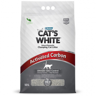 Комкующийся наполнитель Cat's White Activated Carbon для кошачьего туалета с активированным углем