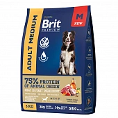 Сухой Корм Brit Premium Dog Adult Medium для собак средних пород с индейкой и телятиной