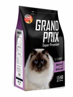 Корм Grand Prix Hairball для взрослых кошек для выведения шерсти из желудка с индейкой