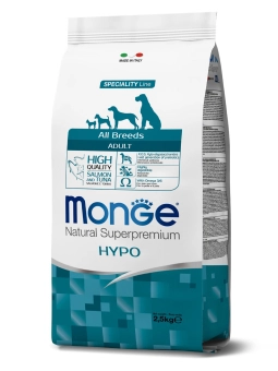 Корм Monge Dog Speciality Line Hypo для взрослых собак гипоаллергенный c лососем и тунцом