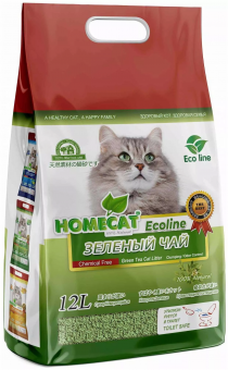 Наполнитель Homecat Ecoline комкующийся для кошачьих туалетов с ароматом зелёного чая